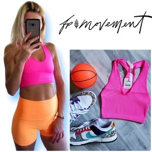 NWT FP Movement Free Throw Crop Tank In Tropical Pink Size XS